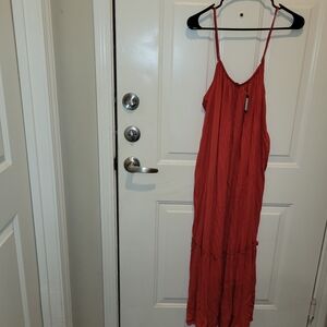 NWT Express Vibrant Burnt Orange Maxi Dress.